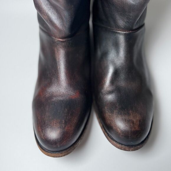 Free People Brown Leather Boots Womens EU 37  Tall Studded Portugal Decorative - Picture 6 of 15